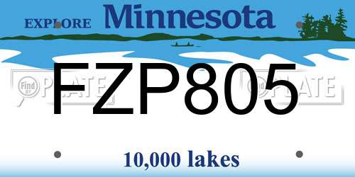 FZP805 Minnesota License Plate
