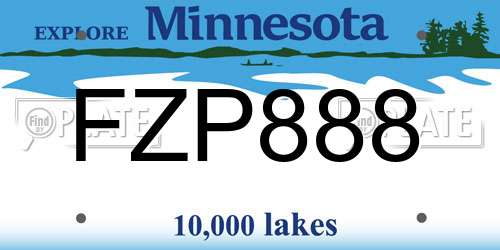 FZP888 Minnesota License Plate