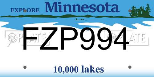 FZP994 Minnesota License Plate