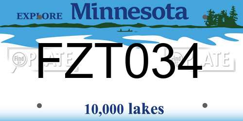 FZT034 Minnesota License Plate