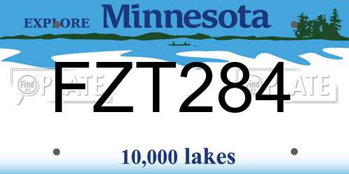 FZT284 Minnesota License Plate