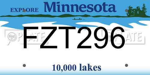 FZT296 Minnesota License Plate