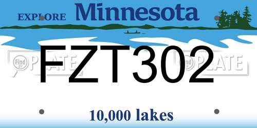 FZT302 Minnesota License Plate