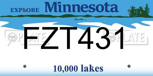 FZT431 Minnesota License Plate
