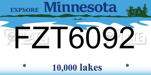 FZT6092 Minnesota License Plate