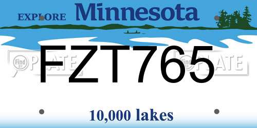 FZT765 Minnesota License Plate