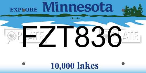 FZT836 Minnesota License Plate