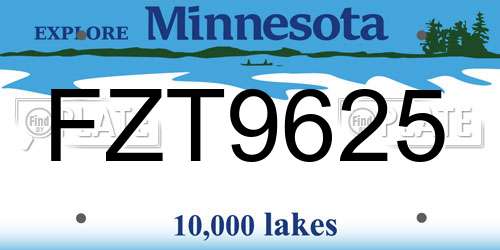 FZT9625 Minnesota License Plate