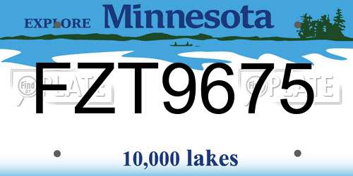 FZT9675 Minnesota License Plate