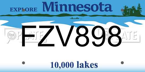 FZV898 Minnesota License Plate