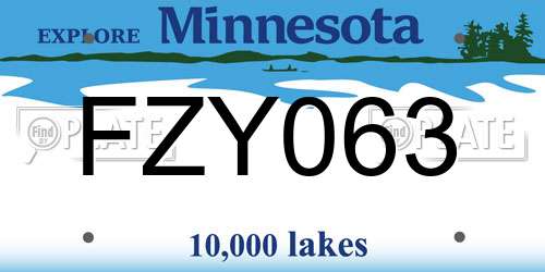 FZY063 Minnesota License Plate