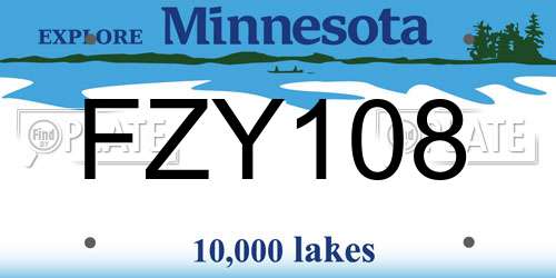 FZY108 Minnesota License Plate