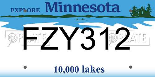 FZY312 Minnesota License Plate