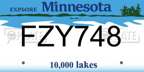 FZY748 Minnesota License Plate