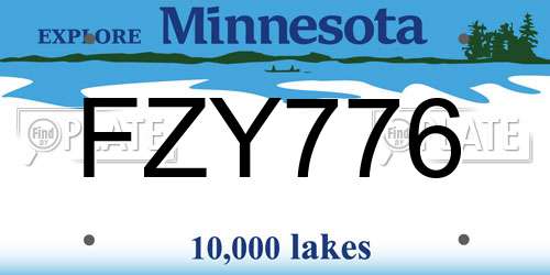 FZY776 Minnesota License Plate