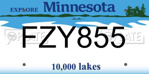 FZY855 Minnesota License Plate