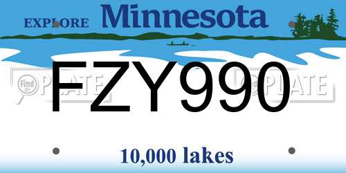 FZY990 Minnesota License Plate