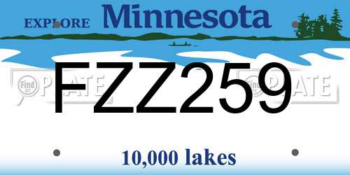 FZZ259 Minnesota License Plate