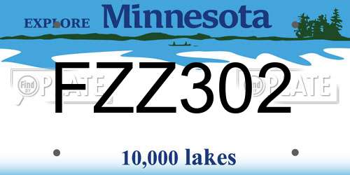 FZZ302 Minnesota License Plate