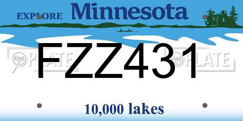 FZZ431 Minnesota License Plate