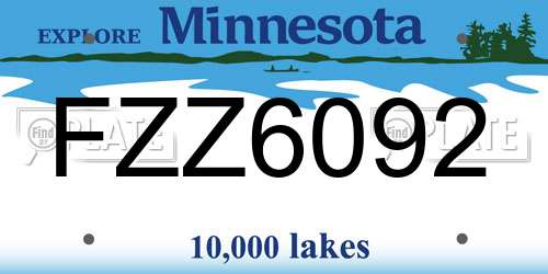 FZZ6092 Minnesota License Plate