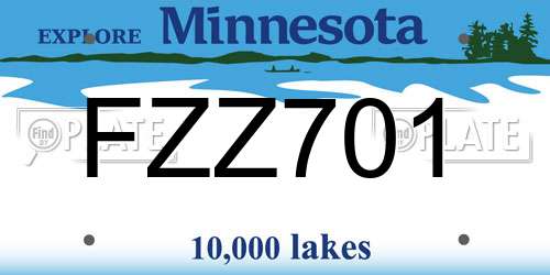 FZZ701 Minnesota License Plate
