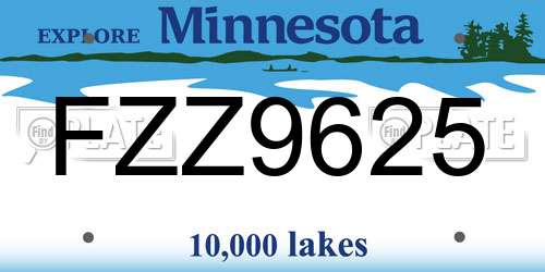 FZZ9625 Minnesota License Plate