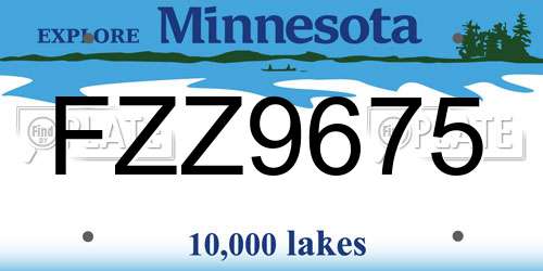 FZZ9675 Minnesota License Plate