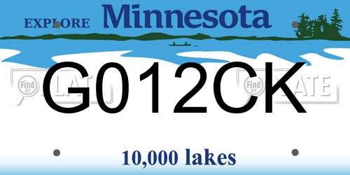 G012CK Minnesota License Plate