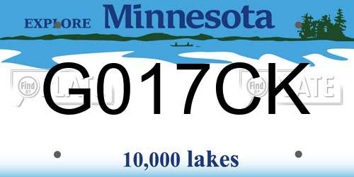 G017CK Minnesota License Plate