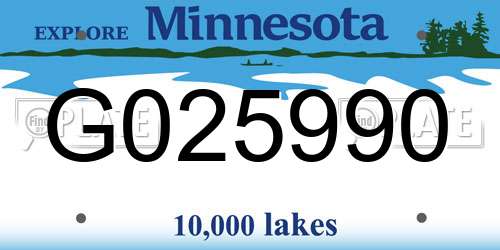 G025990 Minnesota License Plate