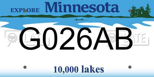 G026AB Minnesota License Plate