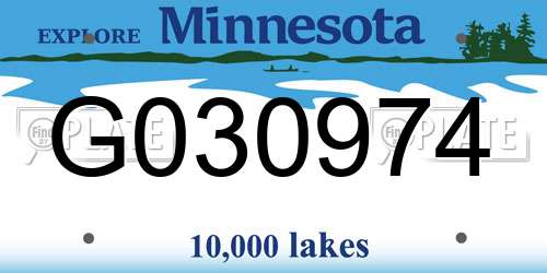 G030974 Minnesota License Plate