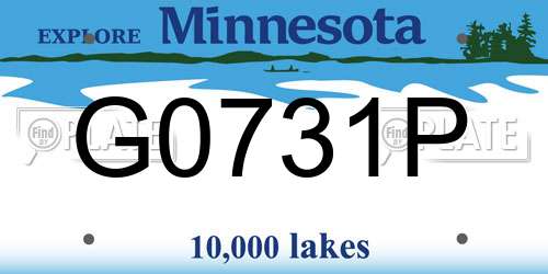 G0731P Minnesota License Plate
