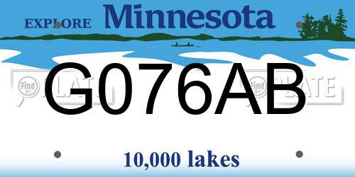 G076AB Minnesota License Plate