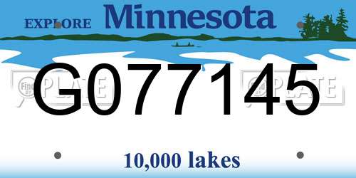 G077145 Minnesota License Plate