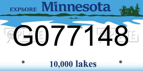 G077148 Minnesota License Plate