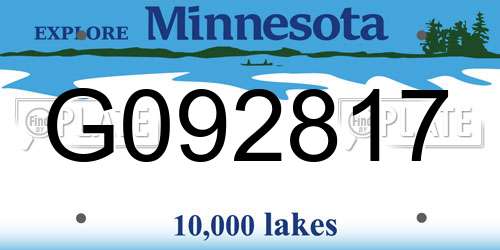G092817 Minnesota License Plate