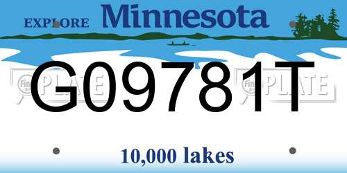 G09781T Minnesota License Plate
