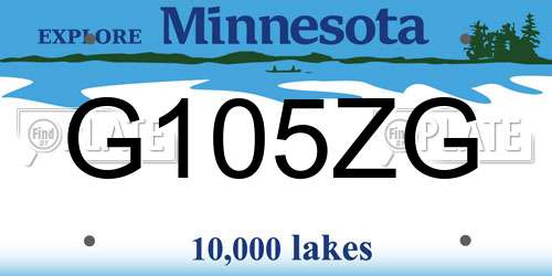 G105ZG Minnesota License Plate