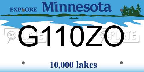 G110ZO Minnesota License Plate