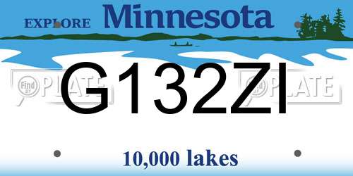 G132ZI Minnesota License Plate