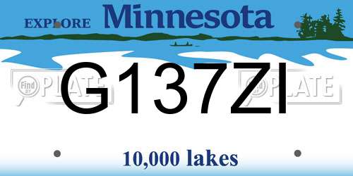 G137ZI Minnesota License Plate