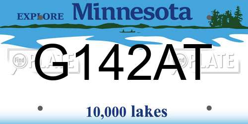 G142AT Minnesota License Plate