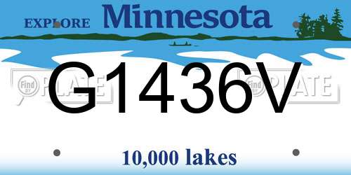 G1436V Minnesota License Plate