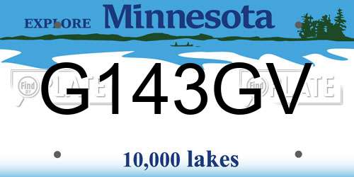 G143GV Minnesota License Plate