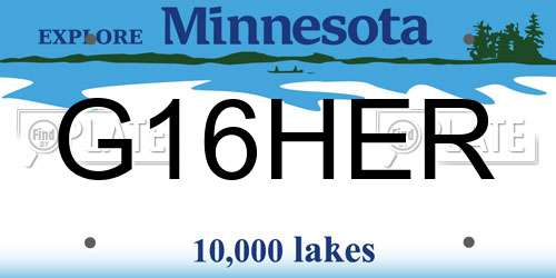 G16HER Minnesota License Plate