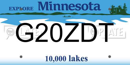 G20ZDT Minnesota License Plate