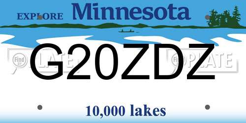 G20ZDZ Minnesota License Plate