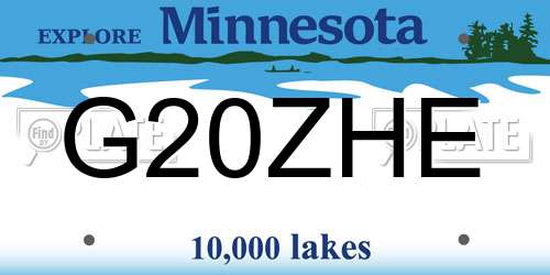 G20ZHE Minnesota License Plate